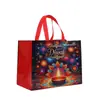 Bolsa de tela no tejida india Diwali transfronteriza, bolsa de mano grande para fiesta, regalo, bolsa impermeable laminada para llevar
