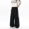Pantalones de Chándal Rayados Rectos Holgados Estilo Americano para Hombre, Chaleco de Plumas de Pareja Moderno, Pantalones Largos Anchos Versátiles Sueltos Retro