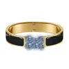 Pulsera de Alto Nivel V Oro Carta de Amor H para Mujer, Versión Ancha Estilo Pareja Esmaltado, Apilable, Suministro en Vivo Transfronterizo, Venta al por Mayor de Fábrica