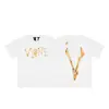 VLONE FOG Trendy Brand Big V Mother Logo Cherry Blossom Manga curta Esboço Bordado Lip Print Graffiti Print Camiseta
