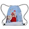 Bolsa de cosméticos con bolsillo con solapa y cordón periférico navideño, para pantalones, con cordón para el hombro, con logotipo, para regalo, mochila con cordón