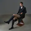 Botas de Cavaleiro de Couro Femininas Botas de Cano Alto Outono e Inverno Novas Couro Genuíno Bico Quadrado Salto Alto Grosso Botas Acima do Joelho Botas Retas Femininas