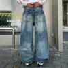 Jeans rectos lavados, desgastados y rotos estilo americano para hombre, nueva colección otoño 2026, diseño moderno, pantalones largos de pierna ancha