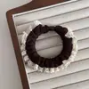 Faixa de cabelo com babados de renda estilo coreano, macia e confortável, scrunchie pequeno de seda gelada, elástico simples para rabo de cavalo para mulheres