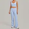 Conjunto de Yoga Transfronteiriço com Sutiã e Calça Flare, Roupa Fitness Justa de Secagem Rápida, Conjunto Esportivo para Corrida 25010+9089
