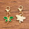 Accesorios de joyería de aleación multicolor y multiestilo, dijes colgantes de esmalte dorado KC, colgantes de flor, corazón, pentagrama y chile