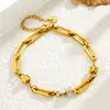 Pulsera Casual de Acero Inoxidable, Cadena Cruzada Básica de Moda para Mujer, Acero de Titanio Chapado en Oro Accesorios Elegantes de Nicho