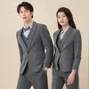 Jaqueta 2025 Conjunto de Terno Homens Gerente de Propriedade Terno Roupa de Trabalho Mulheres Fio Tintureiro Loja 4S Roupa de Trabalho Stretch