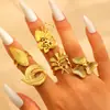 Anillo Abierto de Acero Inoxidable con Diseño Irregular de Flor y Hoja para Mujer con Textura y Estilo Único, Anillo Abierto para Dedo Índice