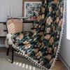 Cortina Yiman Qiyun con borlas de jacquard color cereza, cortina de cocina terminada, cortina flotante para ventana, semisombra, suministro directo de fábrica