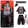 Ropa de Calle de Hip Hop de Moda para Niños Conjunto de Disfraz de Baile Rayado Negro para Niños Hip Hop Chicas Atuendo de Presentación Genial y Atractivo Masculino