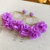 Aretes de Flor de Chifón Redonda Aguja de Plata, Personalidad Exagerada de Verano, Impresionantes Aretes de Estilo Vacacional, Accesorios para Orejas de Nicho con Diseño Único