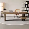 Escritorio Ejecutivo Moderno Minimalista de Madera Maciza con Forma Irregular, Escritorio Creativo de Diseñador, Banco de Trabajo con una Sensación de Alta Gama y Sencillez