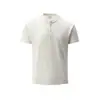 Camiseta Masculina Manga Curta Gola Henry, Tecido Waffle, Corte 3D Sob Medida, Confortável, Respirável, Elástica, Casual, Camiseta Moderna