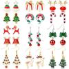 Aretes Navideños de Lazo Campana Aleación Árbol de Navidad Papá Noel Conjunto Combinado Aretes Navideños