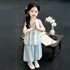 Conjunto de Dos Piezas de Verano para Niñas Estilo Chino Nuevo Halter Retro 2026 Nuevo Conjunto de Pantalones de Pierna Ancha para Niños Tendencia de Moda Infantil Estilo Nacional