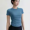 Ropa de Yoga de Manga Corta, Camiseta de Secado Rápido, Top Redondo para Mujer, Top Deportivo Adelgazante, Ropa Deportiva Transpirable para Fitness
