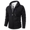 Comercio Exterior 2026 Nuevo Cárdigan de Punto con Cremallera y Capucha Espeso Forrado de Polar para Hombre Joven Talla Grande Abrigo Suéter Cálido