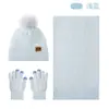 Conjunto de Tres Piezas de Gorro Bufanda Guantes Tejidos para Otoño Invierno Gorro de Lana Grueso Cálido Guantes con Pantalla Táctil para Mujer