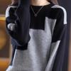 [Personalización de Punto] Diseño Simple Europeo y Americano Prendas de Punto de Contraste Punto de Manga Larga con Cuello Redondo para Mujer Personalización