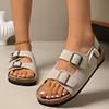 Zapatos Birkenstock de Suela Gruesa de Doble Hebilla para Mujer Verano Nuevo Cruzados con Hebilla Trasera Zapatos Romanos Retro Sandalias Birkenstock