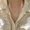 Collar de acero de titanio con colgante de gota de agua de circón brillante de moda para mujer, diseño único, exquisito accesorio de cadena para la clavícula