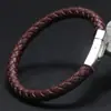 Pulsera de cuero simple para hombre de venta caliente europea y americana, pulsera de cuero de una sola vuelta con cierre magnético de titanio y acero, suministro en stock