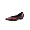 Bico Fino com Franzidos! Sapatos Femininos Elegantes e Requintados, Bico Fino, Salto Baixo, Slip-On, Outono Inicial 2026, Design Confortável de Nicho