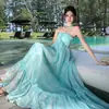 Vestido de Playa Menta Mambo con Tirantes y Almohadillas en el Pecho Elegante de Gama Alta Estilo Hada para Verano
