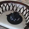 Turbante retrô estilo Lin Shanshan chapéu de lã preto chapéu de Jazz masculino e feminino chapéu de sol feminino Britânico Primavera Outono Inverno