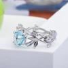 Anillo de rama de aguamarina europea y americana, moda, lujo, personalidad, anillo combinable, nicho, pulsera combinable para novia, regalo