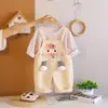 Verano 26 Nuevo Estilo Conjunto de Peto para Niñas Camiseta Rayada de Dibujos Animados para Niños Conjunto de Dos Piezas de Moda de Verano