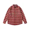 Camisa de Cuadros Holgada de Manga Larga para Hombre con Diseño Personalizado Decoración de Cuentas Cruzadas Camisa Casual de Cuadros para Primavera y Otoño