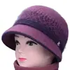 Chapéu de tricô feminino de inverno para mães de meia-idade e idosas, chapéu quente com forro de fleece, chapéu com aba espessa para clima frio