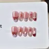 Uñas Postizas Portátiles para Año Nuevo, Rojas Lindas con Lazo Ojo de Gato Piezas de Uñas Portátiles Largas