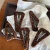 Pinza para el pelo BB de tela con estampado de leopardo y triángulo geométrico vintage para flequillo, nuevo pasador de estilo coreano, pinza lateral