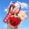 Hangli Lindo Caqui de Lana Crochetado Llavero de Coche Bolso Colgante Pequeño Corazón de Niña Colgante de Felpa Terminado