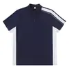 Camiseta de manga corta con bloqueo de color, cuello alto y media cremallera, 220g, ropa deportiva unisex para equipo, camiseta con logo personalizado impreso