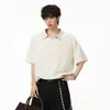 Camiseta Gola Polo Manga Curta Cor Sólida Verão Estilo Retro Americano Old Money Vibe Urbana Relaxada Estampa de Cobra Lapela para Homens e Mulheres