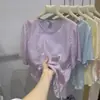 Lujosa Nueva Camiseta de Manga Corta de Seda y Lino Estilo Chino, Elegante Camisa de Cuello Redondo para el Trabajo, Camiseta de Manga Corta con Diseño de Verano