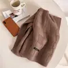 Cachecol Tricotado Estilo Coreano Outono Inverno Feminino Grosso Quente Cor Sólida Versátil Longo de Lã