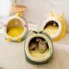 Nido de gato otoño e invierno cama de gato semicerrada nido cálido para mascotas cama para perro lavable universal para todas las estaciones nido pequeño para mascotas perro pequeño