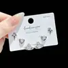SLBABY exquisitos aretes pequeños con incrustaciones de diamantes, tres pares, aguja de plata s925, elegantes, simples, aretes múltiples