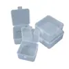 Caixa quadrada transparente com tampa, elevada, para ferramentas, nail art, caixa plástica vestível, caixa de armazenamento para miçangas de brinquedo, embalagem para adesivos e acessórios