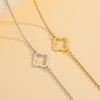 Pulseira da Moda Estilo Coreano Simples Lisa Aço Titânio Prata Feminina Trevo de Quatro Folhas Vazado Personalizada Versátil Pulseira Luxo Leve High-end