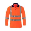 Camisa polo de manga larga reflectante de talla europea de secado rápido para trabajo nocturno de saneamiento, jardinería, minería, seguridad y transporte, personalizable