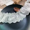 Ribete de Encaje Plisado Floral Bordado Hueco de 6.5 cm de Ancho para Ropa de Mascotas, Sofá, Textiles del Hogar, Decoración DIY