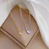 [Acero de titanio para todo el cuerpo] estilo genial personalidad amorosa estilo minimalista collar de oro real en el horno cadena para la clavícula de celebridad de Internet femenina