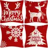 Capa de Almofada de Linho Estampada de Alce e Floco de Neve Europeia e Americana Transfronteiriça Capa de Almofada para Casa de Natal Sala de Estar Sofá Quarto