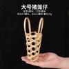 Mini bambu tecido artesanal pequena jóia gaiola de porco bebê leite xícara de chá sobremesa cesta de bambu decoração material de gaiola de galinha de bambu